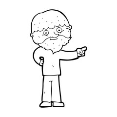 cartoon bearded man pointing