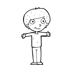 cartoon happy boy with open arms