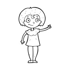 cartoon happy woman pointing