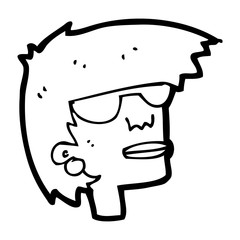 cartoon female face with glasses