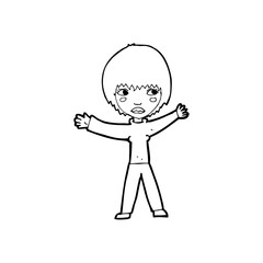 cartoon waving woman