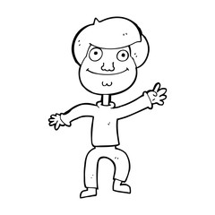 cartoon happy man waving