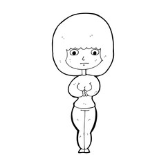 cartoon shy woman