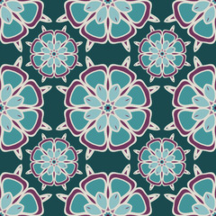 Floral blue seamless pattern