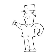 cartoon man punching air