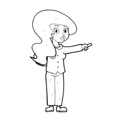 cartoon pretty woman pointing