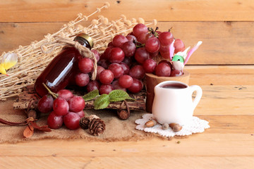 Bunch of grapes fruit  juicy fresh delicious and red wine.
