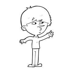 cartoon worried man reaching