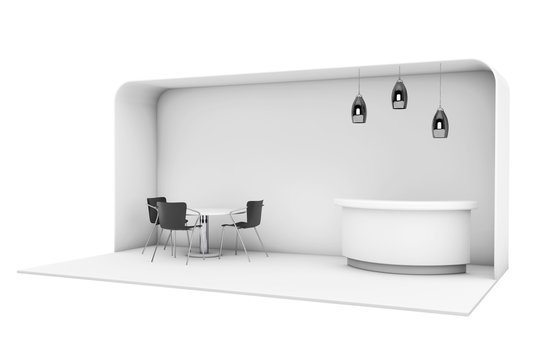 Trade Commercial Exhibition Stand. 3d rendering
