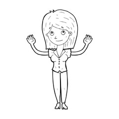 cartoon woman holding up hands