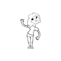cartoon woman waving