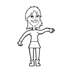 cartoon woman making hand gesture