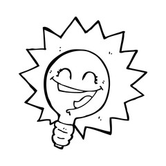 happy light bulb cartoon