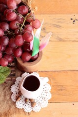 Bunch of grapes fruit  juicy fresh delicious and red wine.