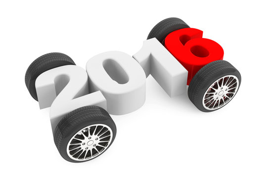 2016 year concept with car wheels