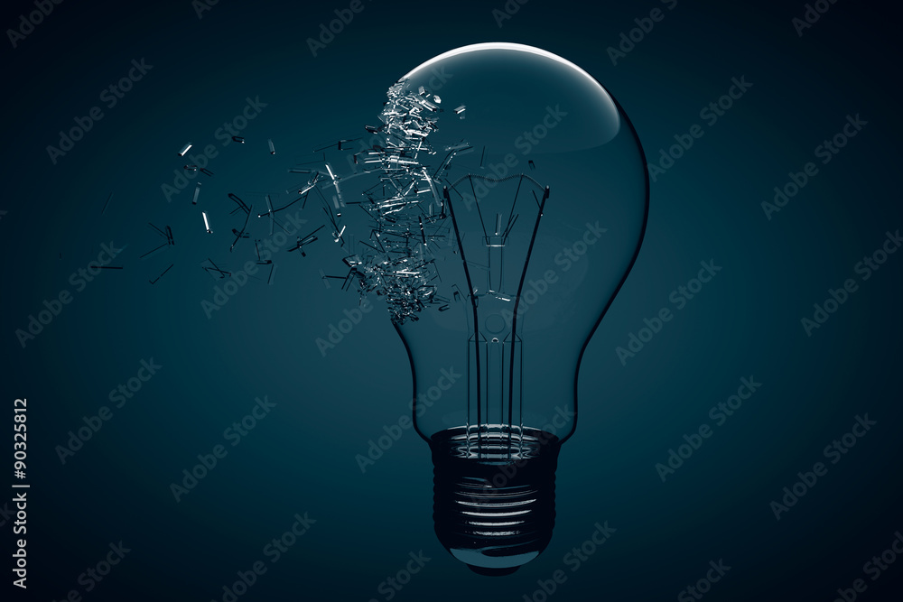 Aufkleber Idea Concept. Light Bulb Exploding