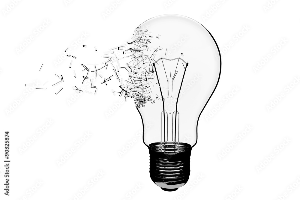 Aufkleber Idea Concept. Light Bulb Exploding
