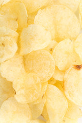 potato chips on white background