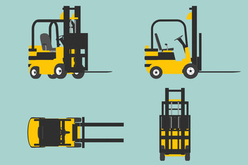 Flat Conceptual Illustration of yelllow forklift