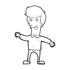 cartoon man sticking out tongue