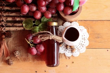 Bunch of grapes fruit  juicy fresh delicious and red wine.