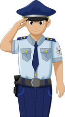 Police men in action respectable and saluting cartoon for you dsign c