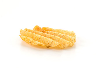 potato chips on white background