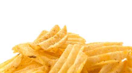 potato chips on white background