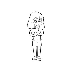 cartoon woman with crossed arms