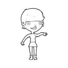cartoon happy woman
