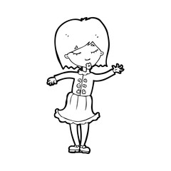 cartoon waving woman
