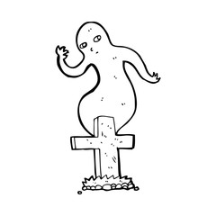 cartoon ghost rising from grave