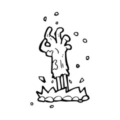 cartoon zombie hand rising from ground