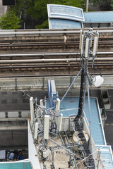 Phone /  telecommunication antenna on building  in bangkok city