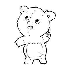 cartoon cute waving teddy bear