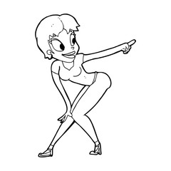 cartoon pretty woman pointing