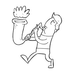 cartoon man blowing saxophone