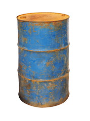 old metal barrel oil isolated on white background, with clipping path