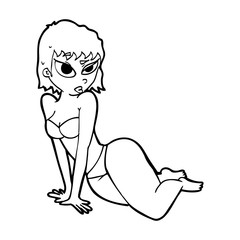 cartoon sexy woman in underwear