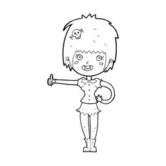 cartoon vampire girl giving thumbs up sign