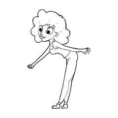 cartoon woman reaching to pick something up