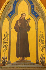Jerusalem - paint of St. Francis of Assisi in Church of Flagellation - obrazy, fototapety, plakaty