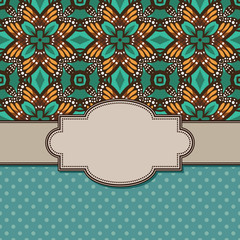 Vintage vector abstract flower frame with text place