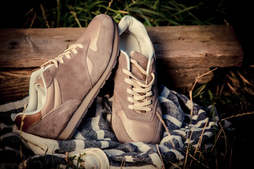Brown sneakers, men's shoes
