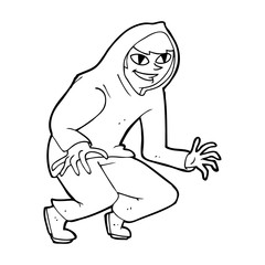 cartoon mischievous boy in hooded top