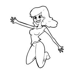 cartoon jumping woman