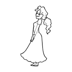 cartoon pretty woman in dress
