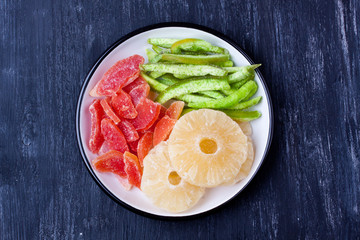 dried pineapple, pummelo and papaya