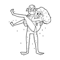 cartoon swamp monster carrying woman in bikini