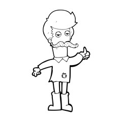 cartoon old man in poor clothes